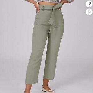 Aritzia Wilfred Tie-Front Pant Jallade Cropped High Waisted -Sage Green -sz 14